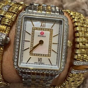 $3800 Michele DECO II Two-Tone Diamond Watch – Model MW06I01C5963